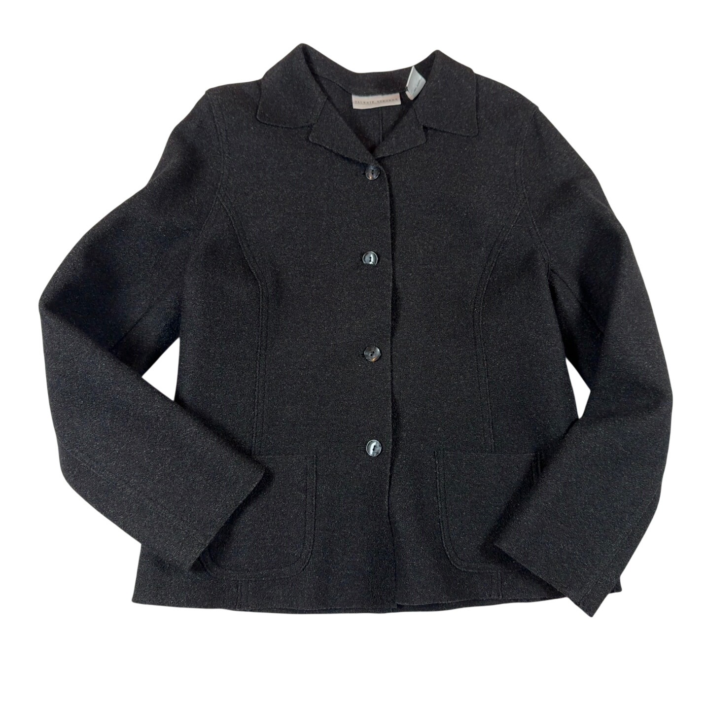 Gray Wool Blend Collared Button Front Jacket Sz 8 Career Capsule Academia Office